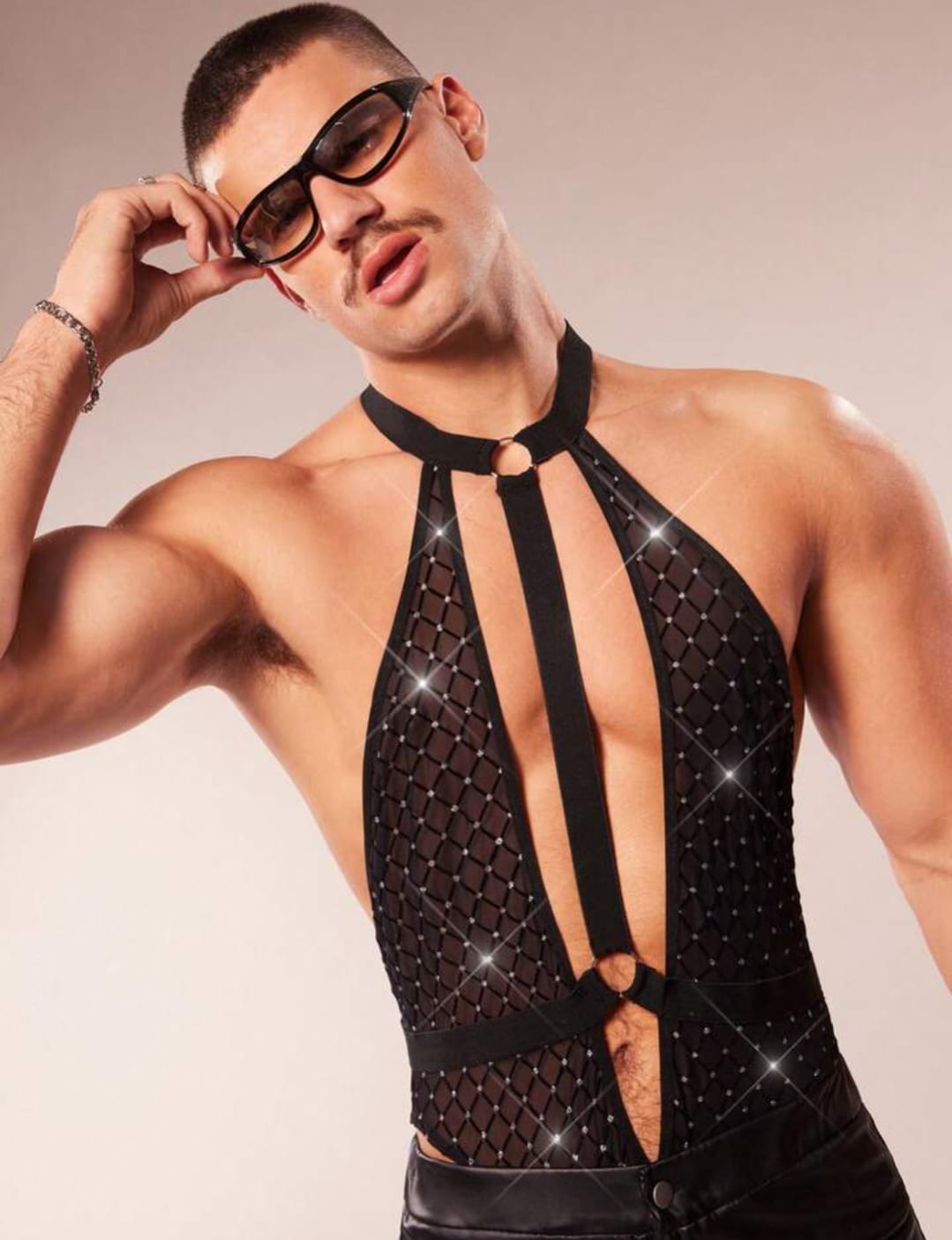 Midnight Crystal Mesh Bodysuit